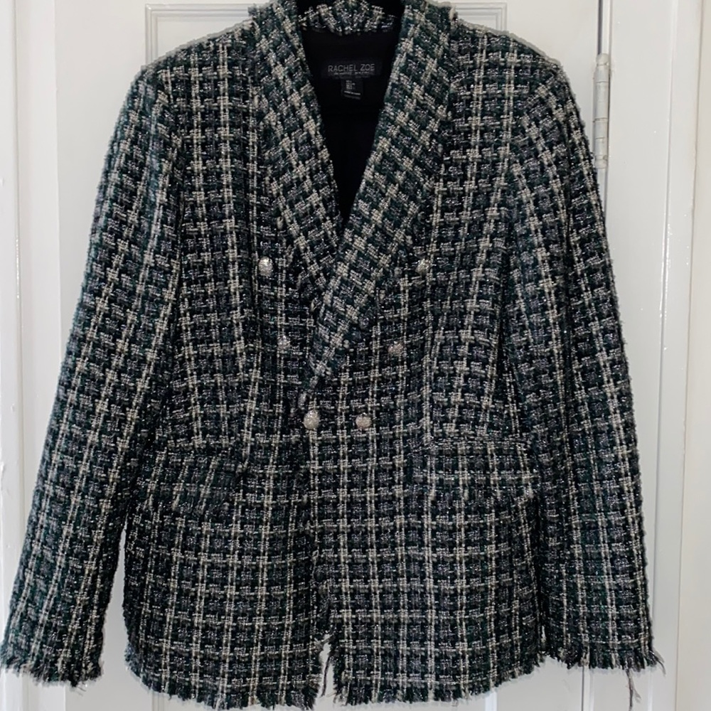 Rachel Zoe Green Tweed Blazer